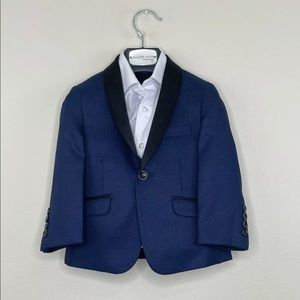Kids Navy Blue Blazer with Black Trim by